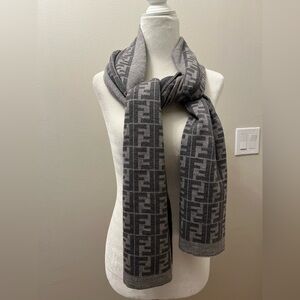 Fendi Charcoal Monogram 100% wool Scarf